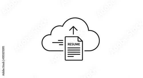 Cloud Upload Resume Icon: Digital Job Application and Career Search Concept
