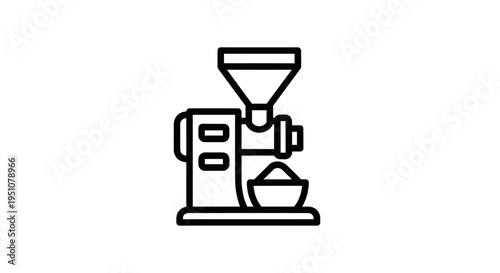 Coffee Bean Roaster Machine Icon, Industrial Equipment for Coffee Production