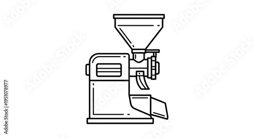 Coffee Grinder Icon Line Art: Modern Kitchen Appliance for Coffee Lovers