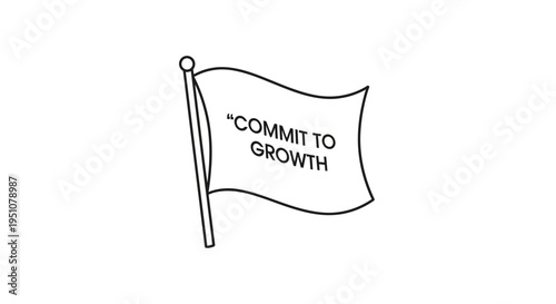 Commit to Growth Flag Waving - Business Concept Icon