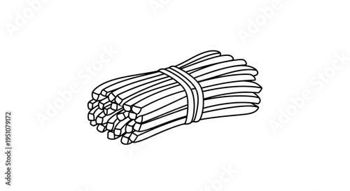 Bundle of Fresh Green Asparagus Spears Tied with String, Isolated on White Background