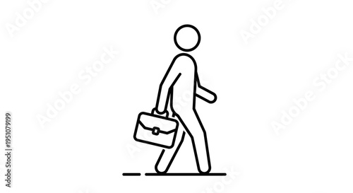 Business Man Walking with Briefcase Icon, Professional Career and Success Concept