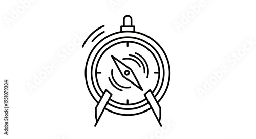 Vintage Compass Icon, Navigation Tool, Direction Finder, Travel and Adventure Symbol