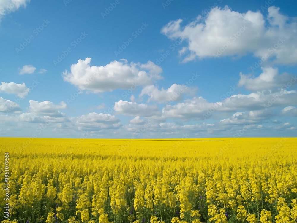 Obraz premium 菜の花畑と青い空
