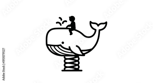 Whimsical Whale Spring Rider with Child Silhouette on Playground
