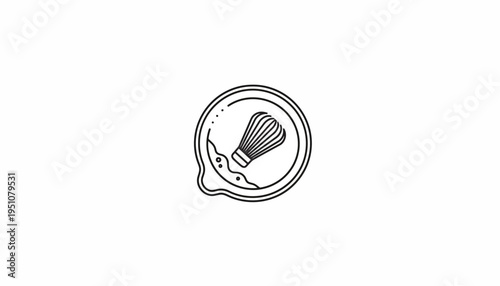 Whisking Matcha Powder in a Bowl, Traditional Japanese Tea Ceremony Icon