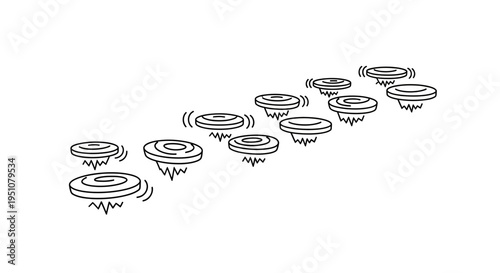 Whirligigs Spinning in a Row, Outdoor Toy, Summer Fun, Wind Spinner, Garden Decoration