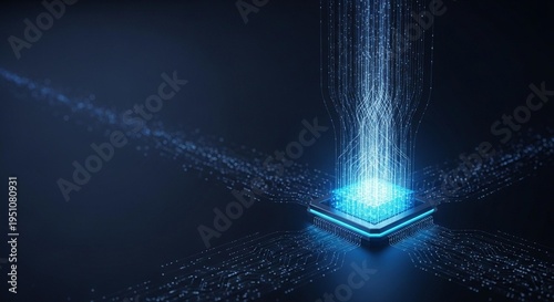 CPU Chip Data Stream Processing Dark Futuristic Background Abstract Technology