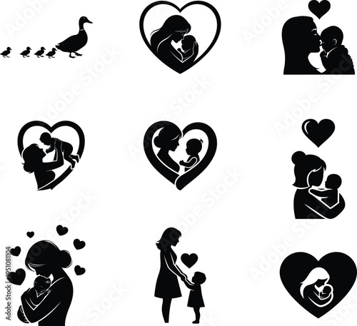 Happy mother's day silhouette collection for family and love