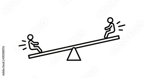 Unequal Seesaw Balance Concept, Two People Different Weights, Imbalance, Competition, Inequality
