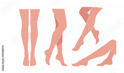 Healthy female legs and feet with skincare concept soft pink flat vector illustration