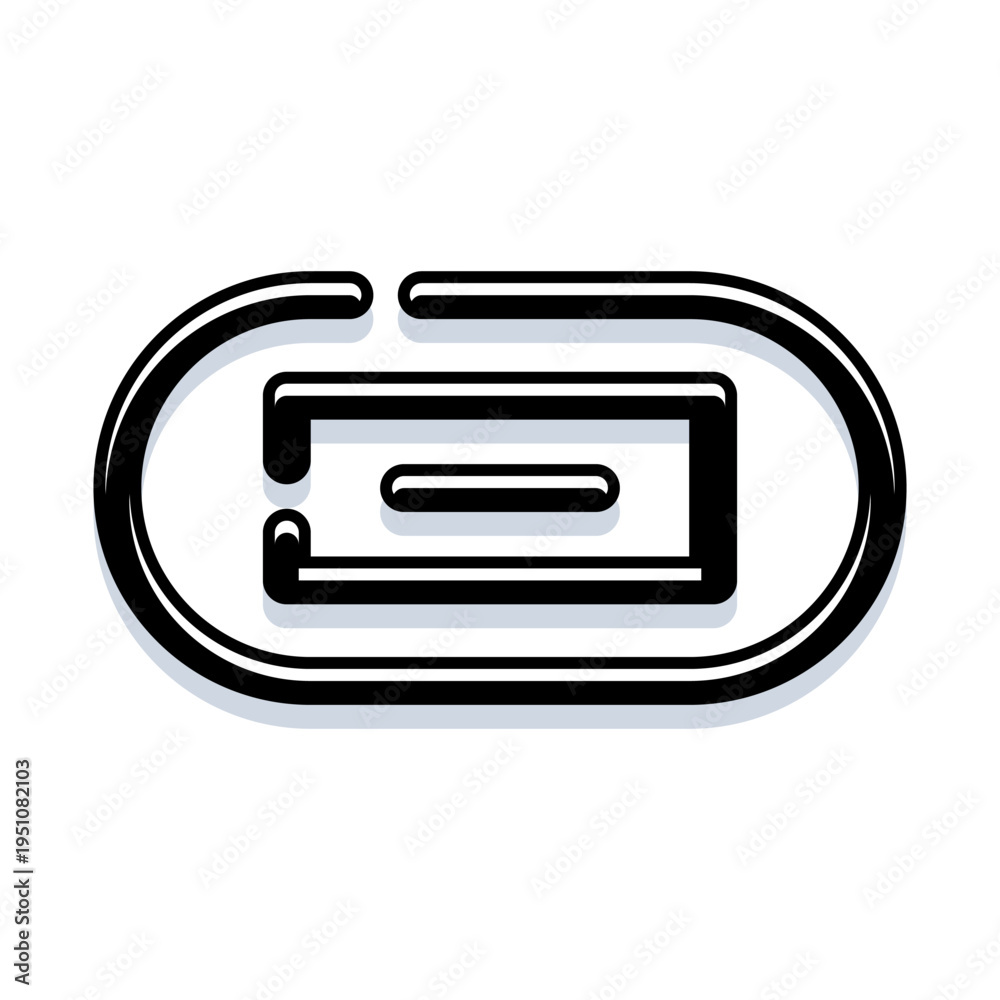 Fototapeta premium Paperclip icon representing attachment, connection and organization of office documents for business communication, data and workflow, simple silver outline on white background