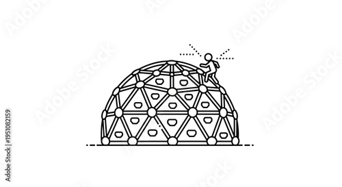 Stick Figure Climbs Geodesic Dome Playground Structure