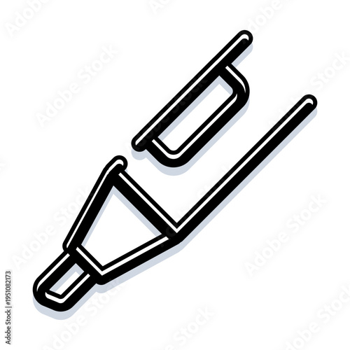 Crutch icon with clean modern lines, representing mobility support, orthopedic assistance and rehabilitation for leg injury, accessibility, recovery and medical care