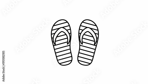 Striped Flip Flops Icon on White Background