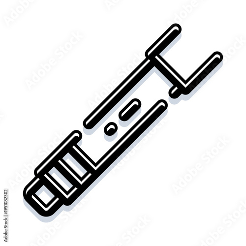 Futuristic energy blade hilt icon creating a minimalist illustration representing a powerful weapon from a space opera universe, ideal for technology, gaming, or fantasy designs