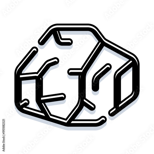 Lignite coal chunk icon, textured brown fossil fuel rock illustration symbolizing carbon based energy, mining and geology, environmental and climate impact concepts