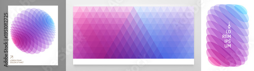 Translucent sphere. Horizontal banner. Wavy background. Color gradient. Sliced ​​and moving effect. Vector for brochure, poster, cover, postcard, presentation, flyer, or banner.