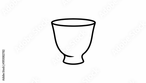 Simple Outline Drawing of a Ceramic Tea Cup on White Background