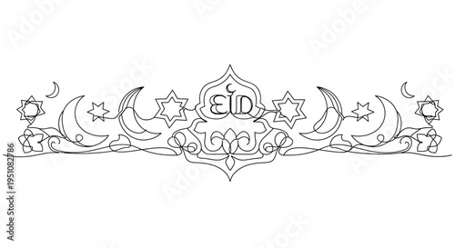 Eid Mubarak Islamic Holiday Greeting Design.