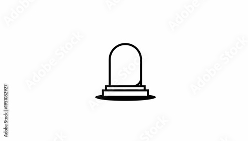 Simple tombstone icon, minimalist grave marker, black and white cemetery symbol