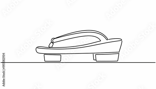 Single Line Drawing of a Traditional Japanese Geta Sandal on a White Background