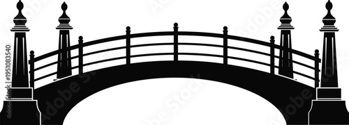 bridge, silhouette, architecture, structure, pathway, crossing, urban, design, railings, decorative, classic, travel, connection, infrastructure, landscape, illustration, minimal, black, icon