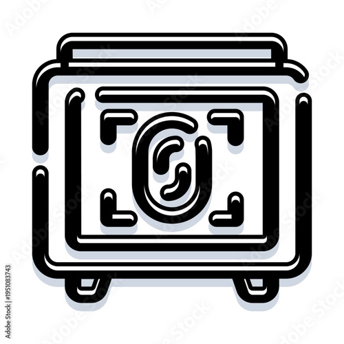 Biometric fingerprint scanner icon representing digital security, authentication and access control for personal data protection, privacy and secure online identification systems