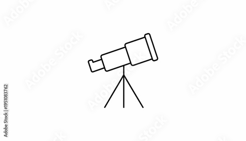 Simple Line Art Icon of a Telescope on a Tripod
