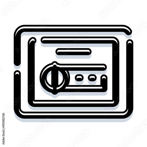 Safe deposit box icon featuring a sturdy metal structure with a combination lock, symbolizing strong security, financial protection, and safeguarding valuable assets