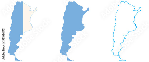 Argentina map in three stages of development