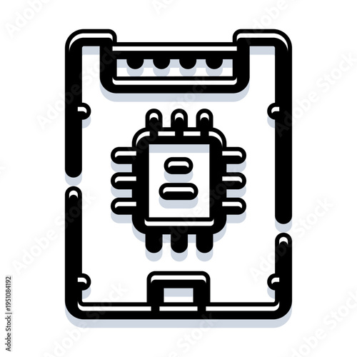 Computer chip icon representing innovative technology and microchip development, highlighting hardware components and electronic advancement for modern computing and digital communication