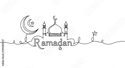 Ramadan Mosque Crescent Star Symbol.