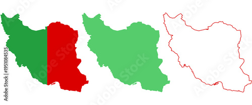 Iran country map with colored and outlined regions