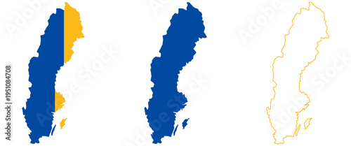 Sweden map with regions and borders