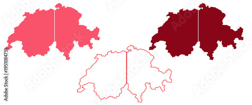 Switzerland map in pink and red colors