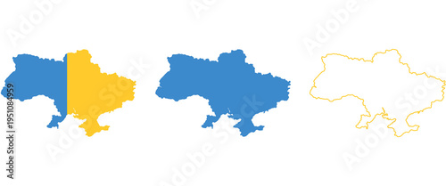Ukraine map in blue and yellow colors