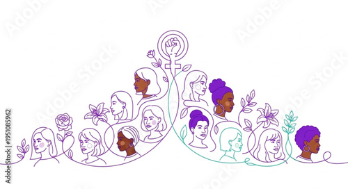 Diverse Women Faces Forming a Crown Symbol.