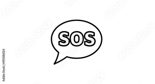 SOS message in a speech bubble icon.