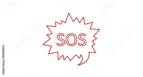 SOS distress signal graphic in a speech bubble.