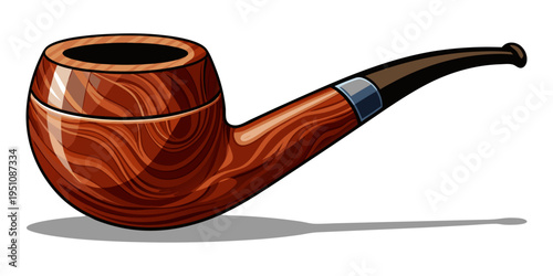Vintage Smoking Tobacco Pipe Isolated on White Background Illustration.