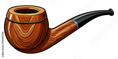 Tobacco Pipe Vintage Style Isolated on White Background Illustration.