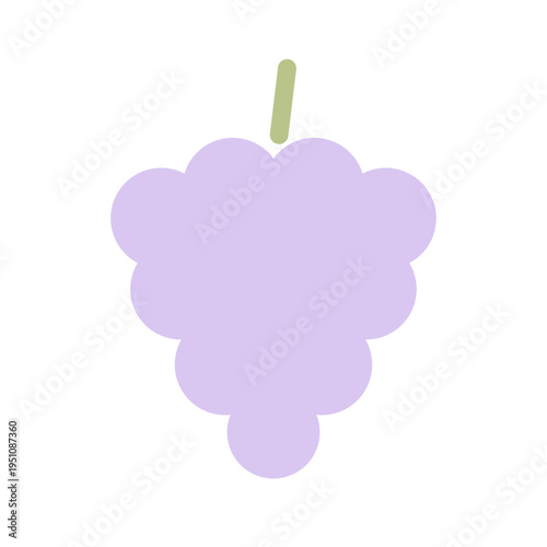 ぶどうのシンプルなフラットアイコン やさしい紫色の果物イラスト