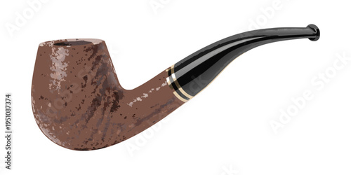 Black Leather Belt and Shoes with Vintage Wooden Tobacco Pipe Illustration.