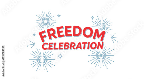 Vector freedom celebration icon with fireworks