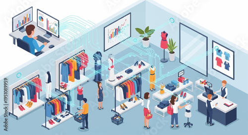 People working in an office with computers and desks modern workspace with coworkers collaborating