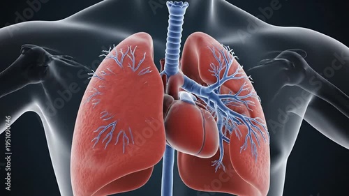 Anatomical Animation Showing Lungs, Heart, and Trachea in the Human Body for Medical Education and