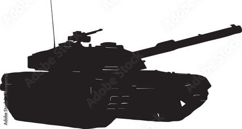 Military battle tank vector illustration silhouette armored combat vehicle heavy artillery