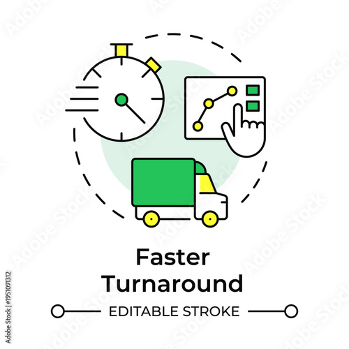 Faster turnaround multi color concept icon. Scheduling. Benefit of yard management system. Round shape line illustration. Abstract idea. Graphic design. Easy to use in promotional material