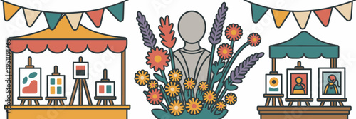 Festival art market and sculptures – Perfect for event graphics.